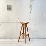 High stool in bamboo and rattan, circa 1960.