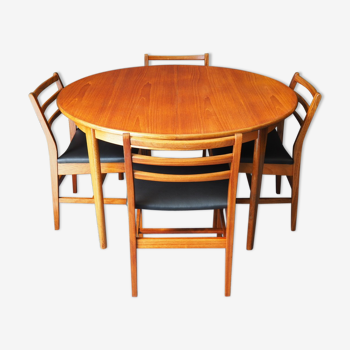 Teak dining table & four chairs A&FH Furniture