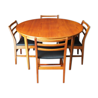 Teak dining table & four chairs A&FH Furniture