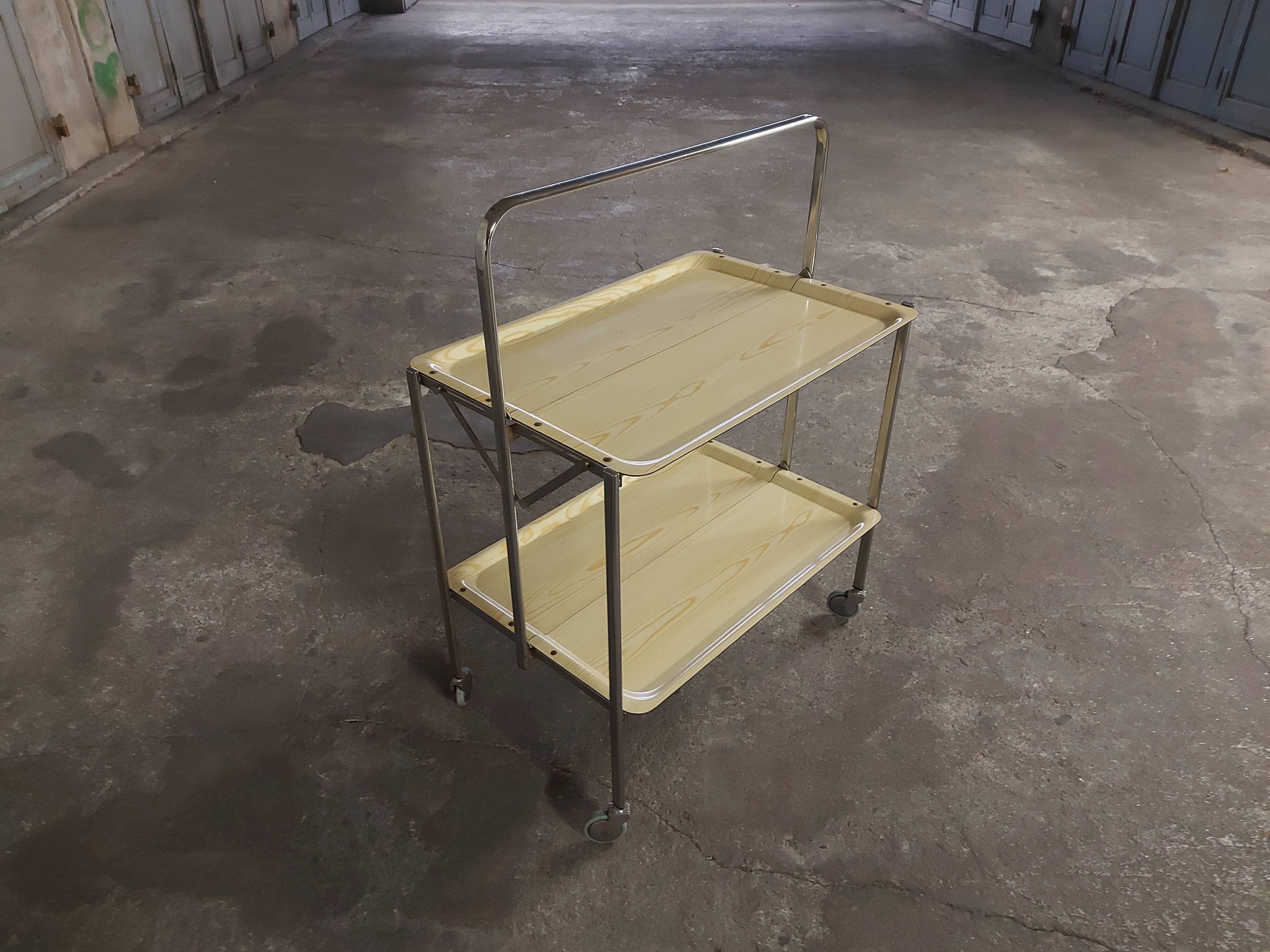 Italian vintage 70's foldable rolling service, speedy