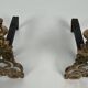Pair of Chiselled Bronze and Wrought Iron Chenets in Louis XV Style