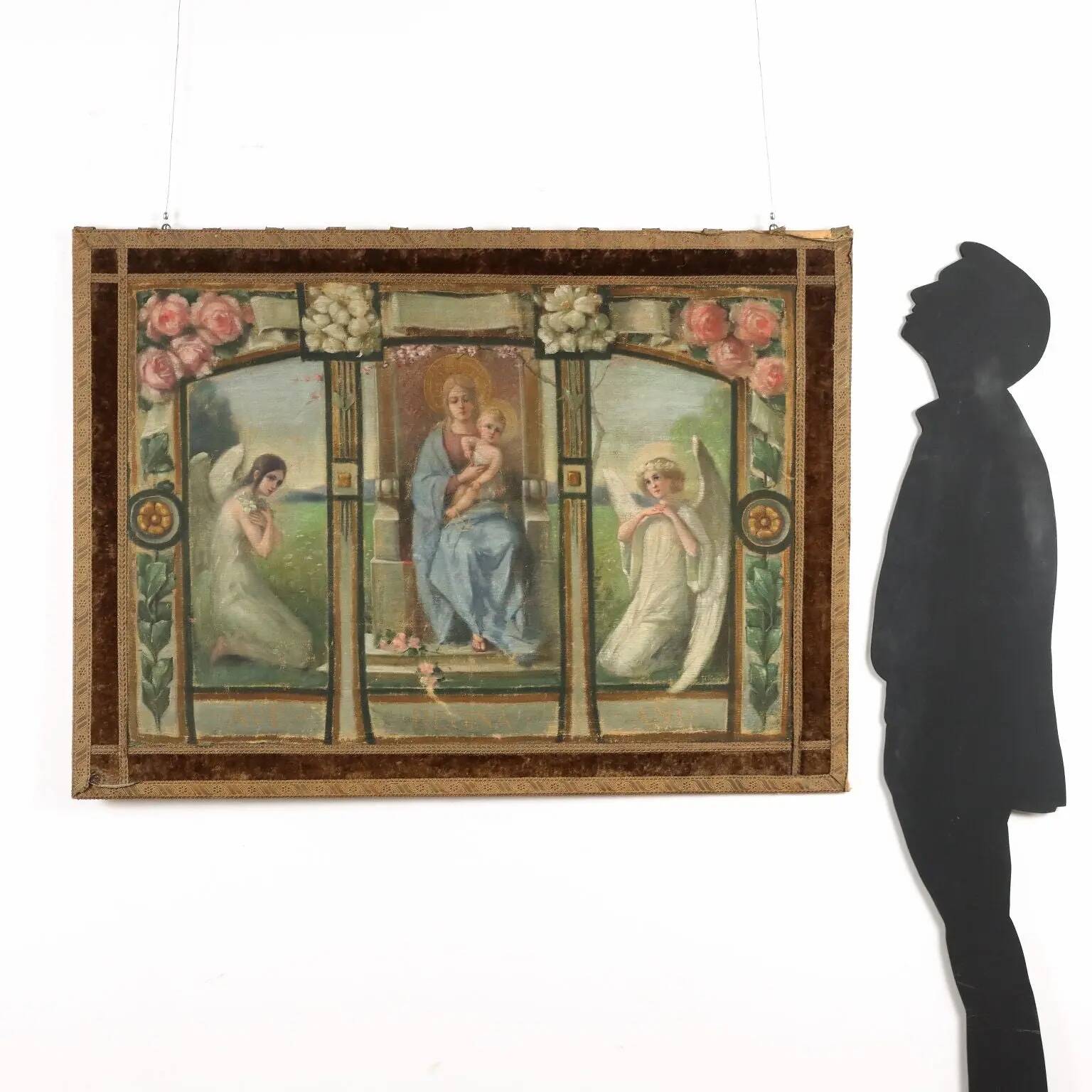Old painting on canvas with a religious theme from the 19th-20th century.