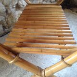 Side table in rattan and wicker curved vintage years 60/70