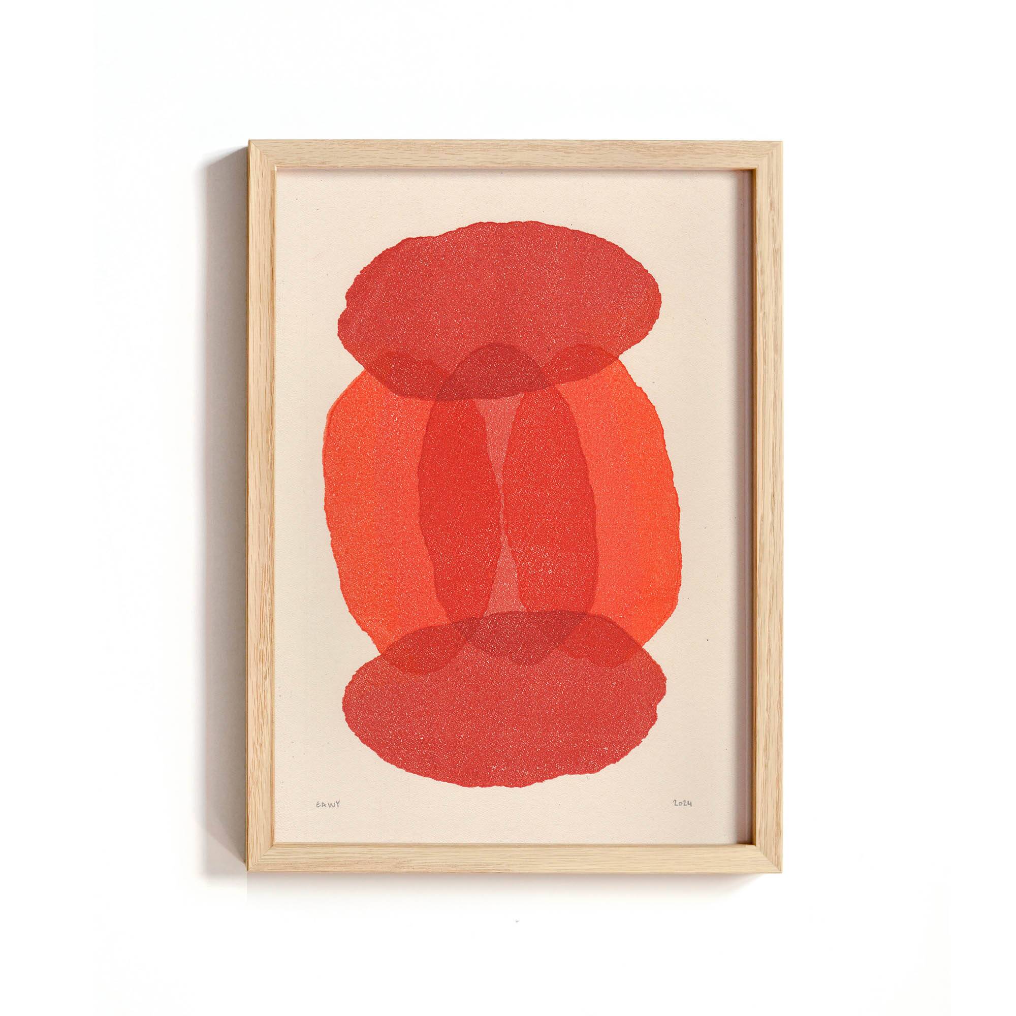 Collection of 4 abstract paintings on paper - painting signed eawy