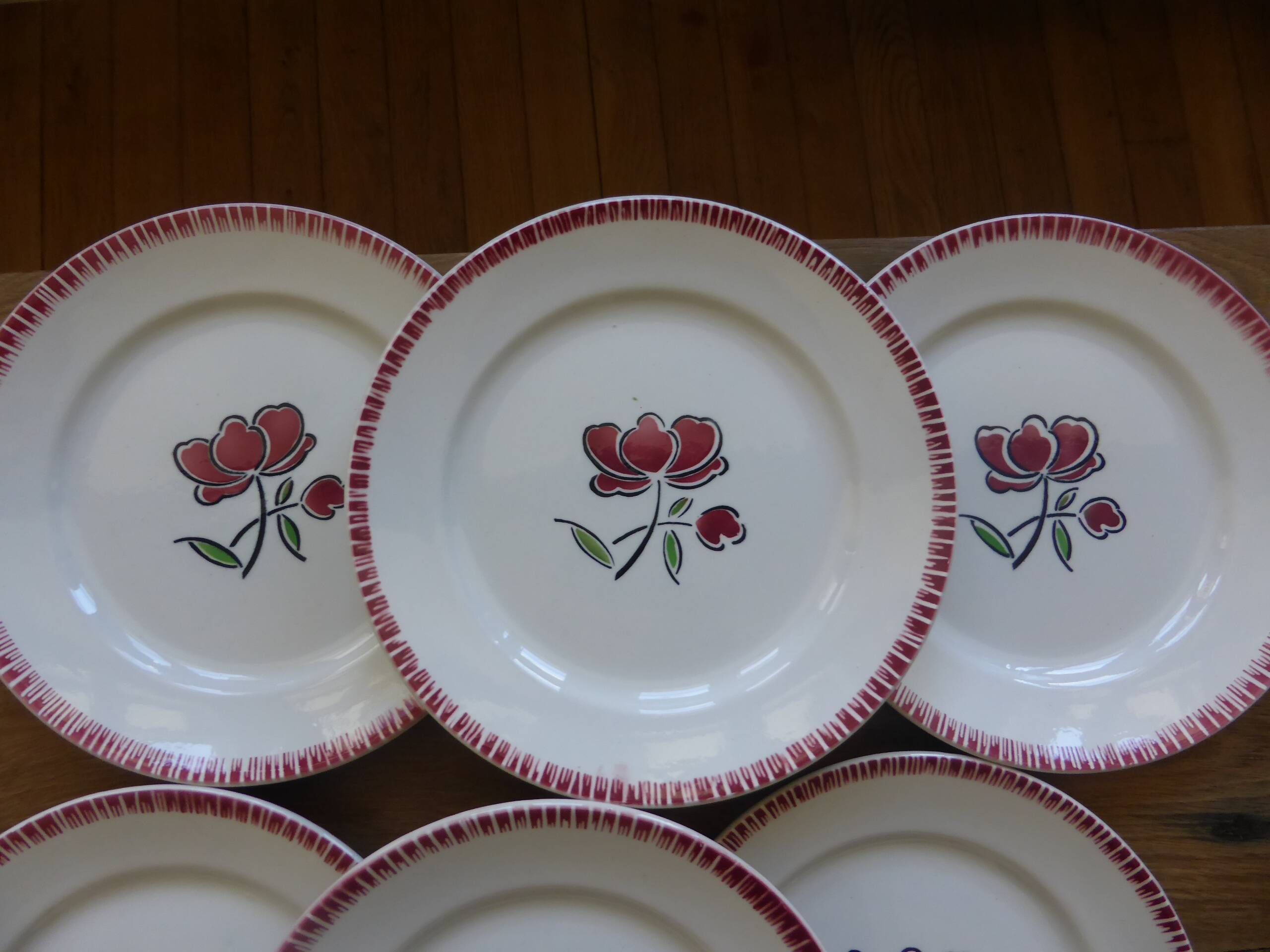 6 vintage flat plates from Badonviller 200825