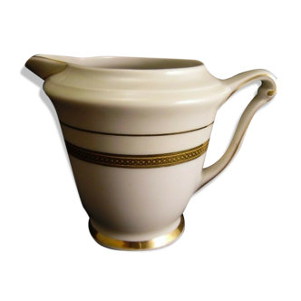 White and gold Limoges UC porcelain milk pot