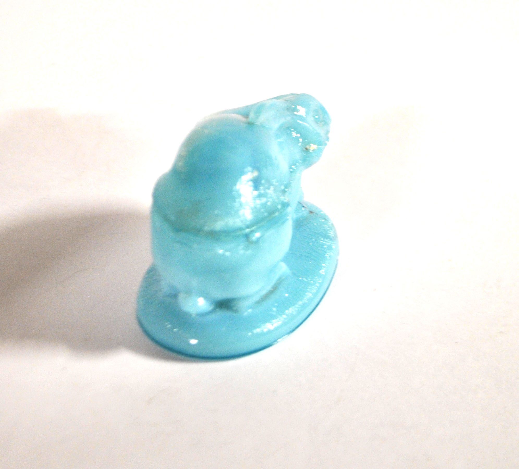 Vallerysthal easter rabbit box in blue opaline from 1900