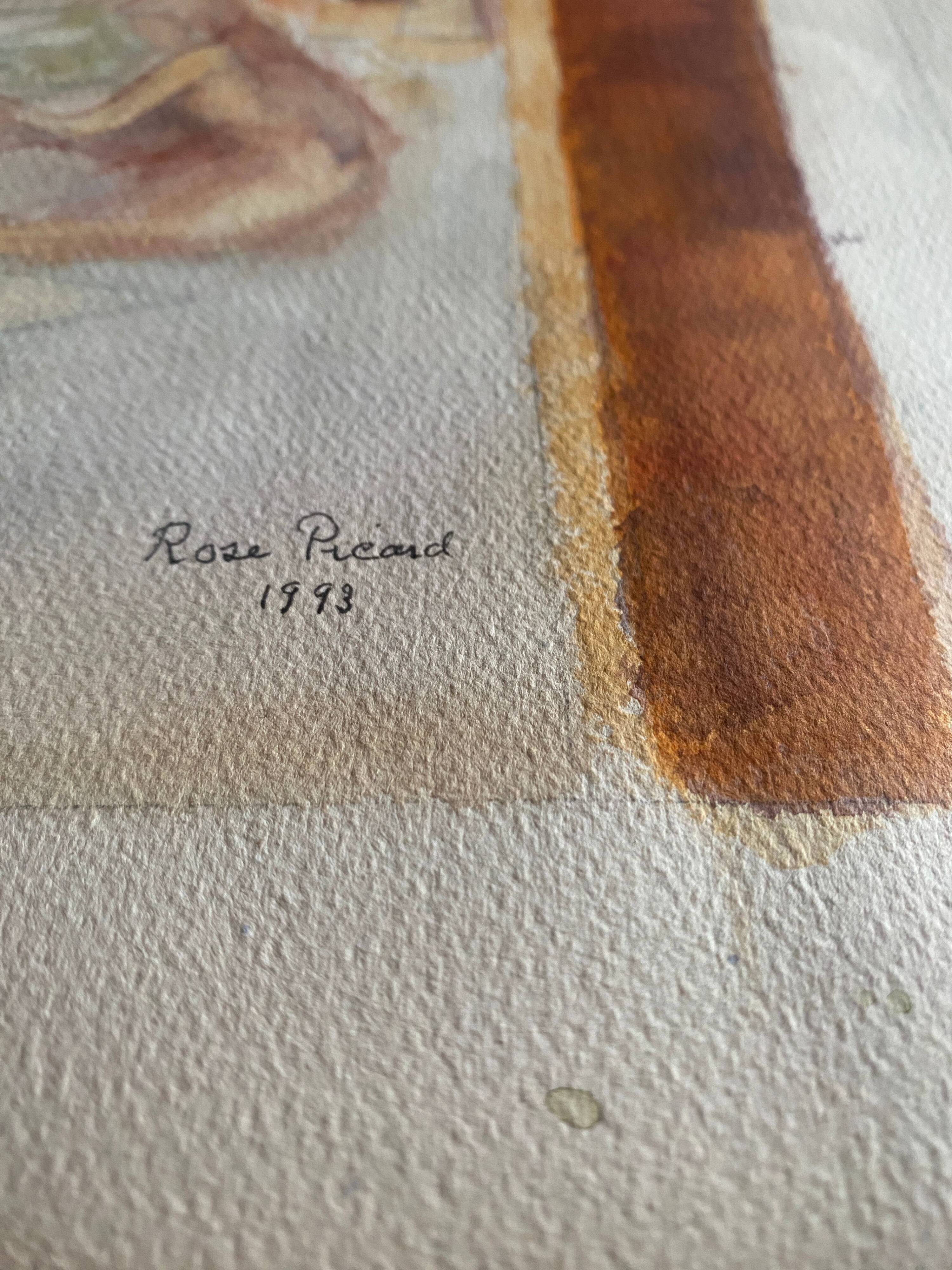 Original watercolor painting "Orientalist Medersa View" signed Rose Picard
