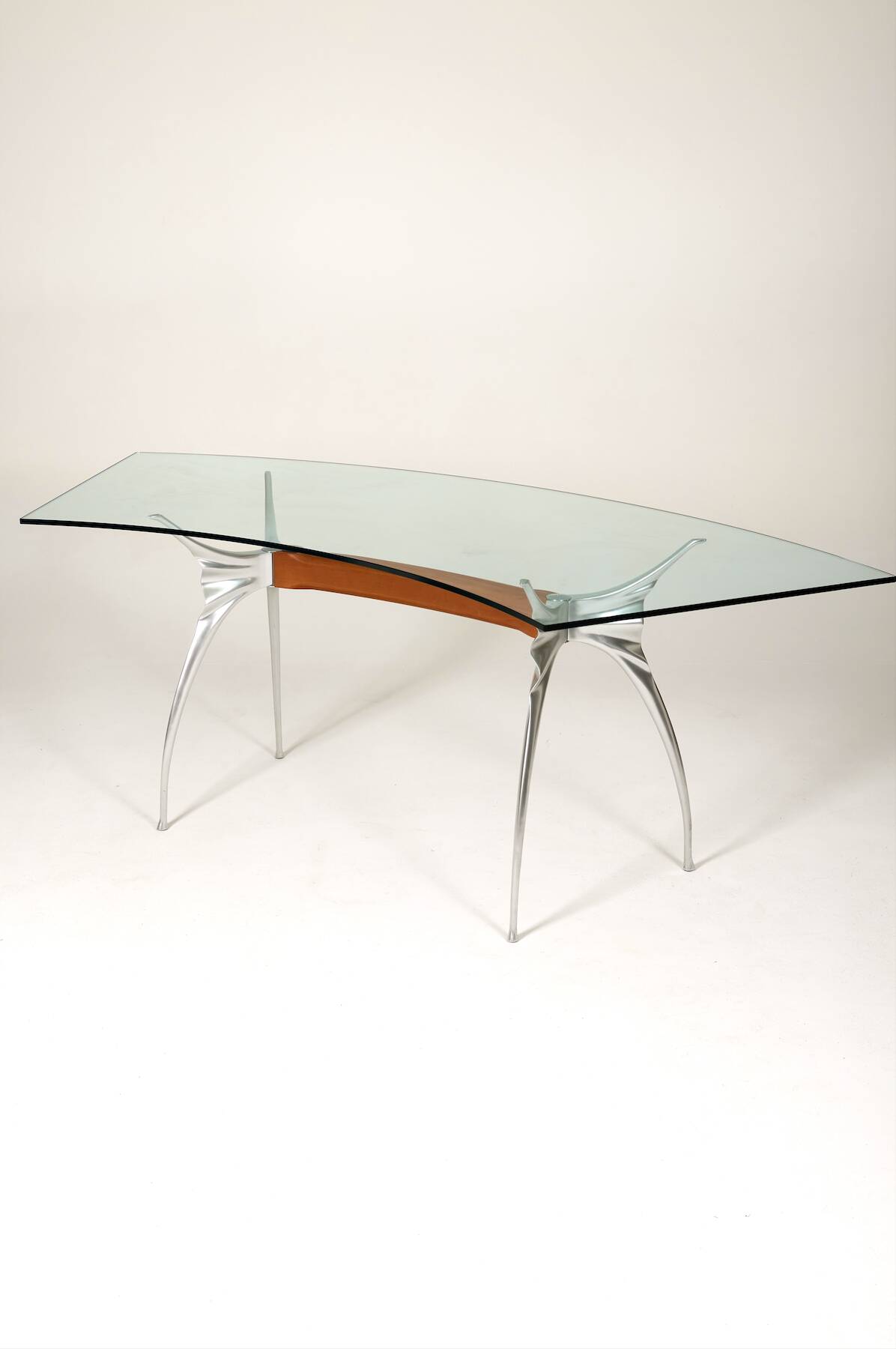 Bernard Dequet glass and aluminium desk for Protis, 1980s
