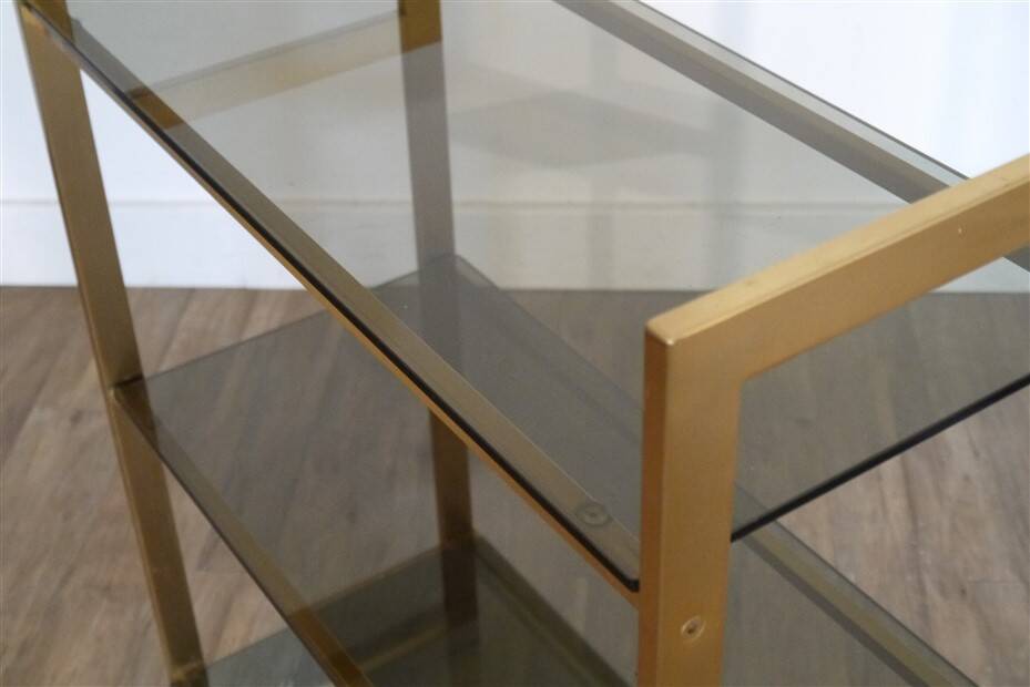 Italian glass and gold metal shelf from Artelano 1970