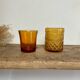 6 mismatched vintage amber glasses