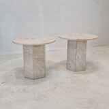 Set de 2 tables d’appoint en marbre italien, années 1980