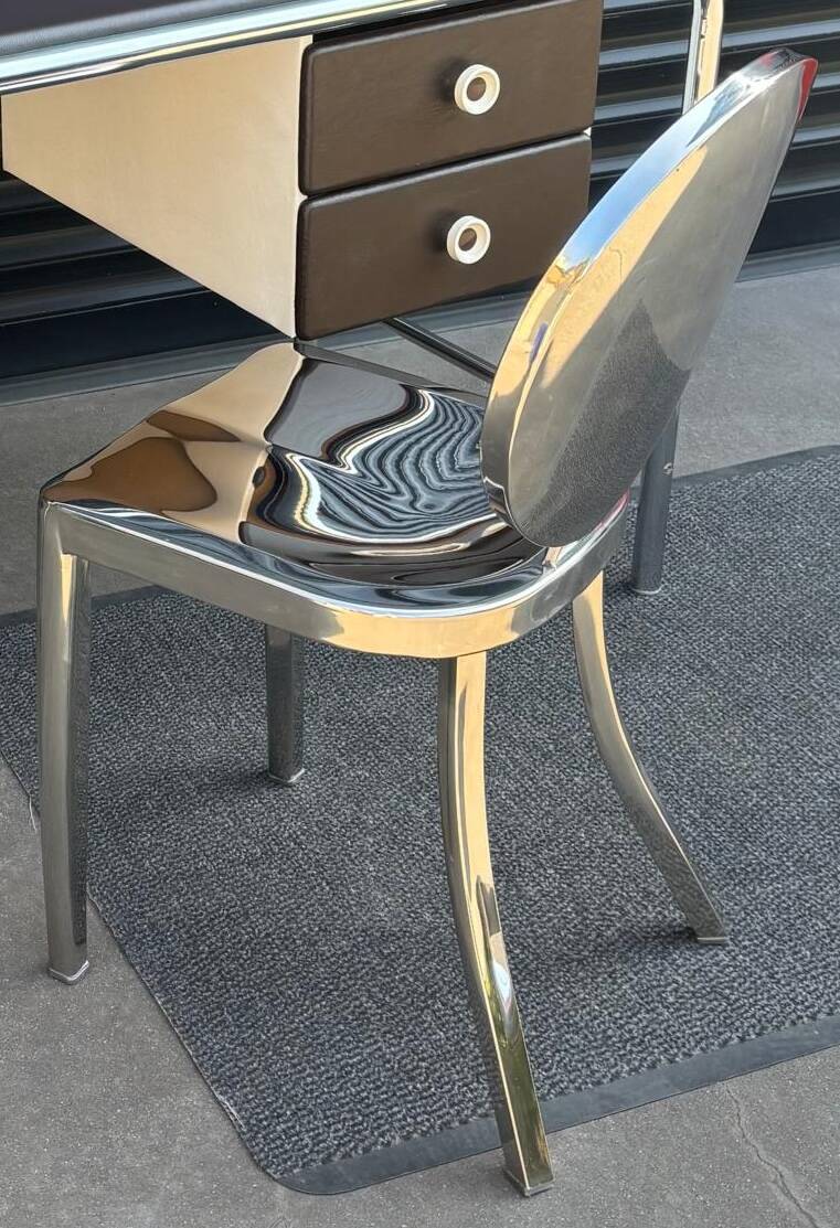 Chrome chair attributed to Starck