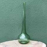 Single-flower vase in blown, bubbled glass, signed Biot