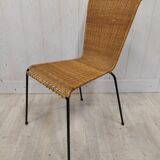 Set of 10 vintage wicker and metal chairs