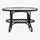 Black rattan and glass coffee table