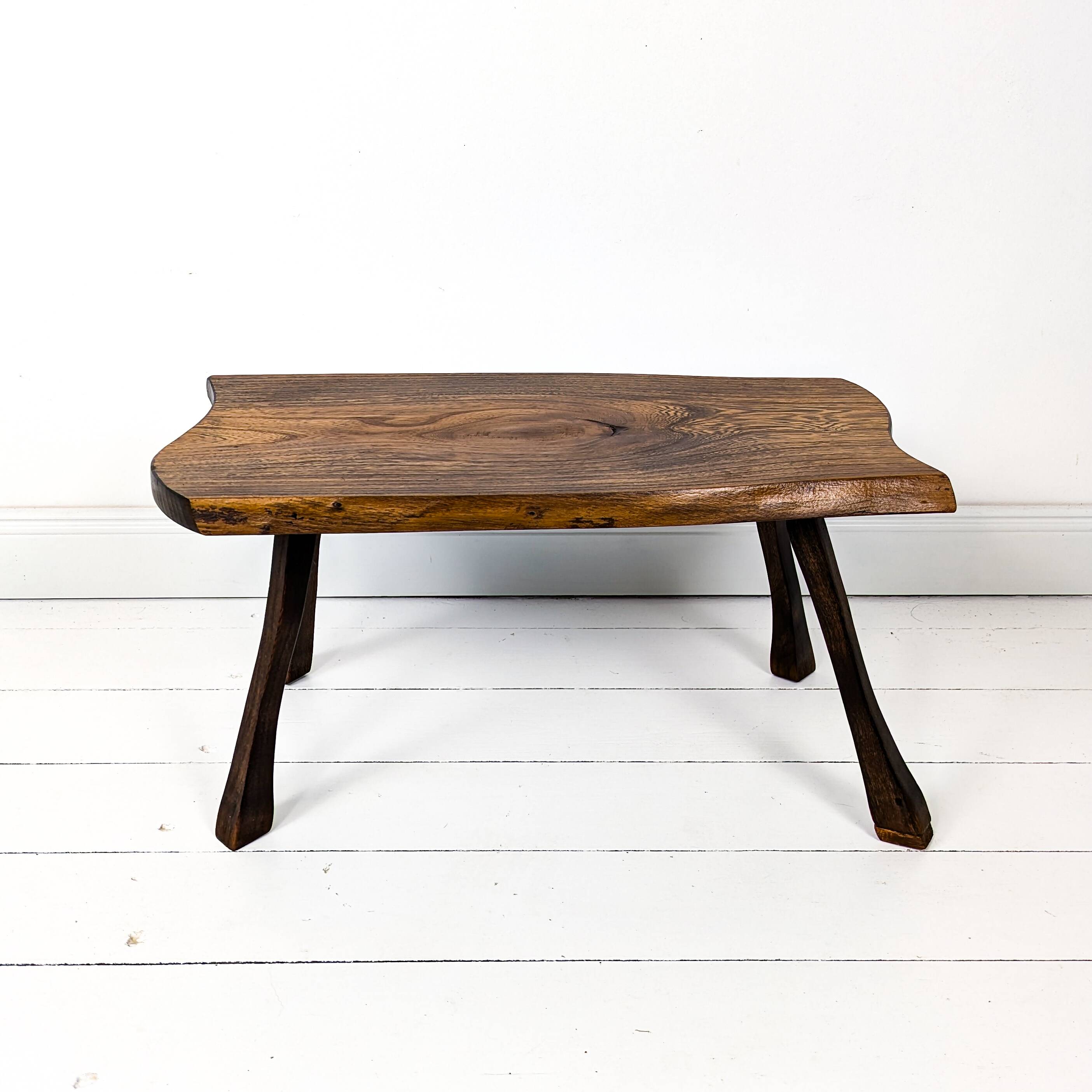 Mid Century Table d'appoint Pouf à fleurs Banc à fleurs Tabouret de chevet Bois massif Brutaliste Vi