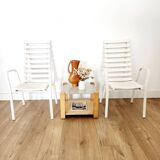 Table d’appoint vintage en bois et verre poli