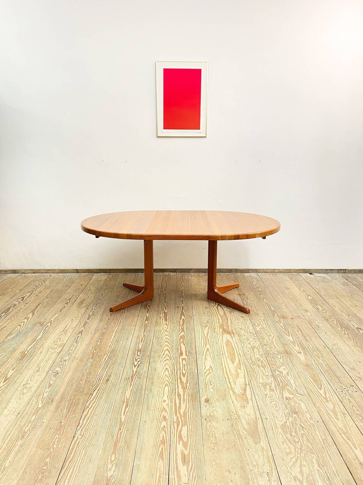 Table à manger extensible ronde en teck du milieu du siècle par Glostrup, Danemark, années 60