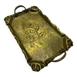 Brass tray with rose pattern