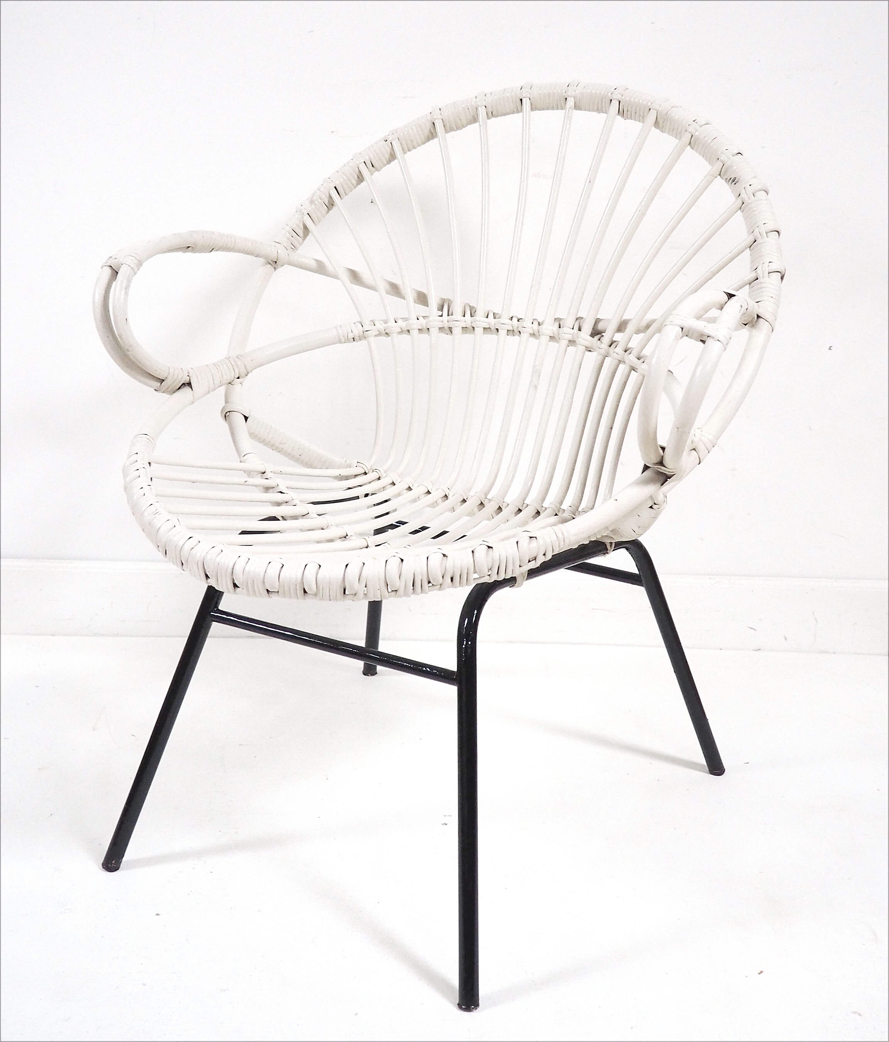 Fauteuil rotin blanc