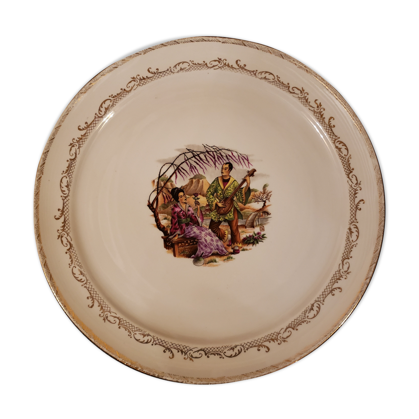 Plat porcelaine motif japonais Ø29cm