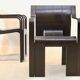 Set of four Strip dining chairs with dark brown ash armrests by Gijs Bakker for Castelijn