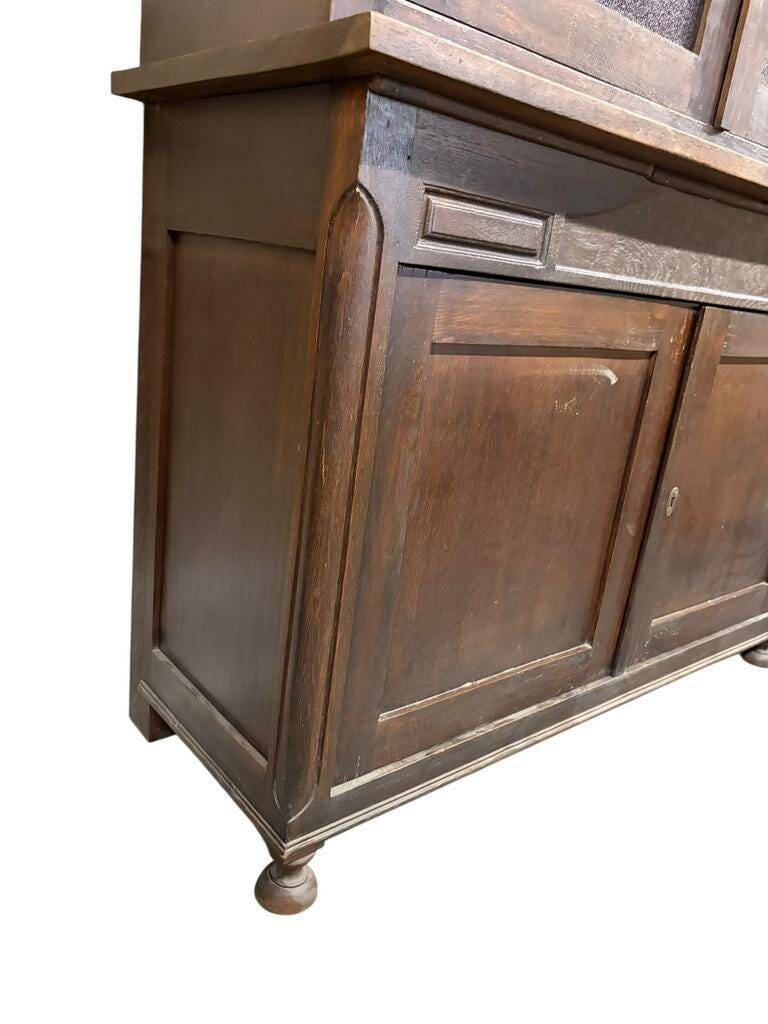 Vintage XL display cabinet in dark wood / wardrobe