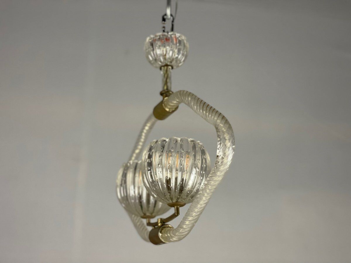 Venetian chandelier in murano glass and brass circa 1950