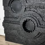 Wall sculpture, wood and black coating, late 1970s
