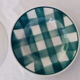 Duo of Plates faience old checkerboard decoration GREEN STYLE Digoin Moulin des loups FN