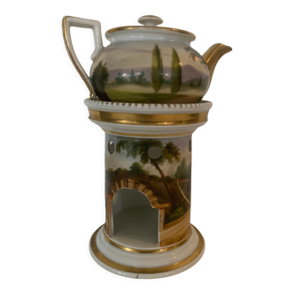 Polychrome porcelain herbal tea pot "old paris" xix century