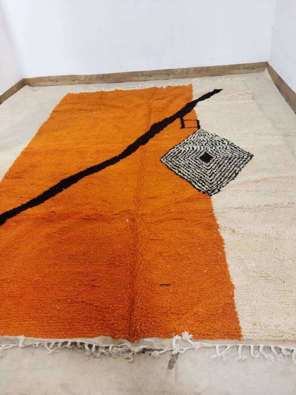 Moroccan handmade artisanal berber carpet magic orange eye 287 x 184 cm