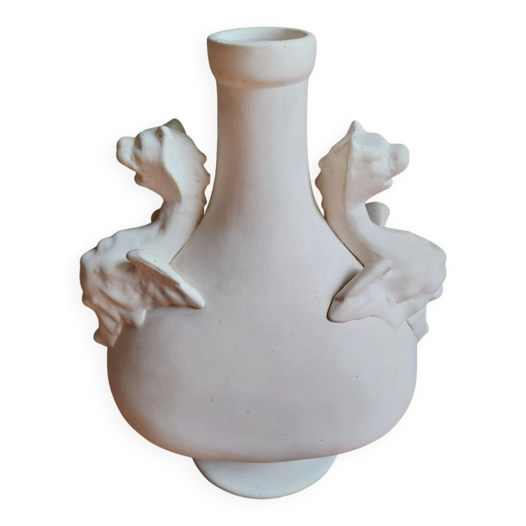 FIGURINE ANCIENNE FEMME avec pigeon biscuit France Antique figurine