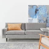 Canapé gris velour, design scandinave