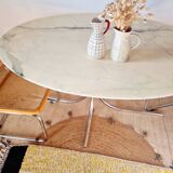 Oval marble and chrome table by Roche Bobois from the 1970s.