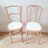 Set of 4 vintage wood and white chairs