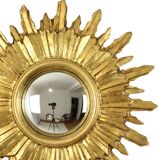 Golden Sunburst Mirror Sun Mirror Wood Convex Witch Mirror Sixties