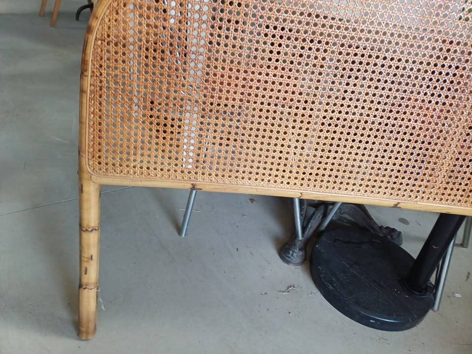 Vintage bamboo, rattan and cane headboard – 140 cm