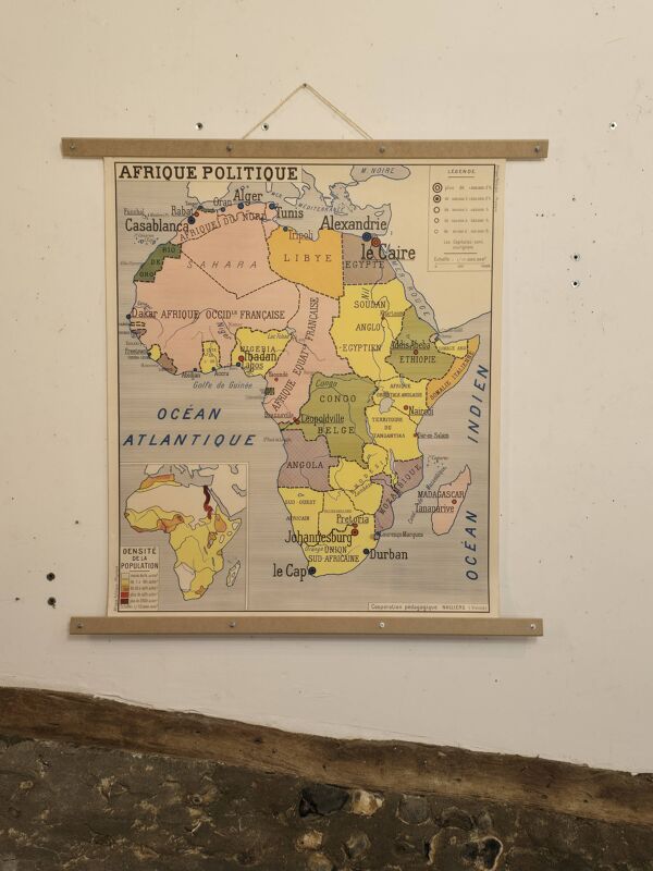 Carte de géographie ancienne carte decole 1960