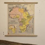 Old geography map school map 1960