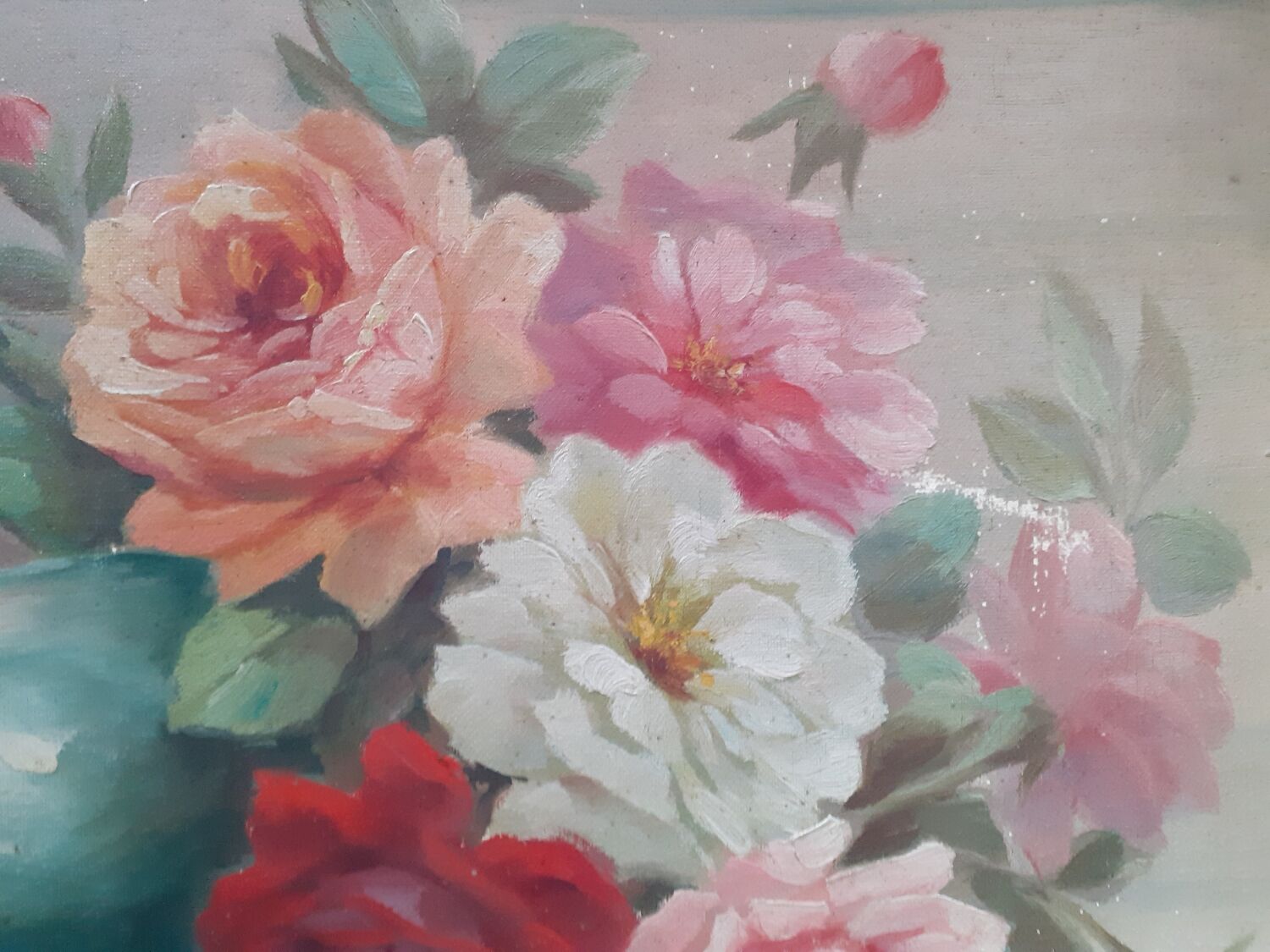 Tableau nature morte bouquet de roses