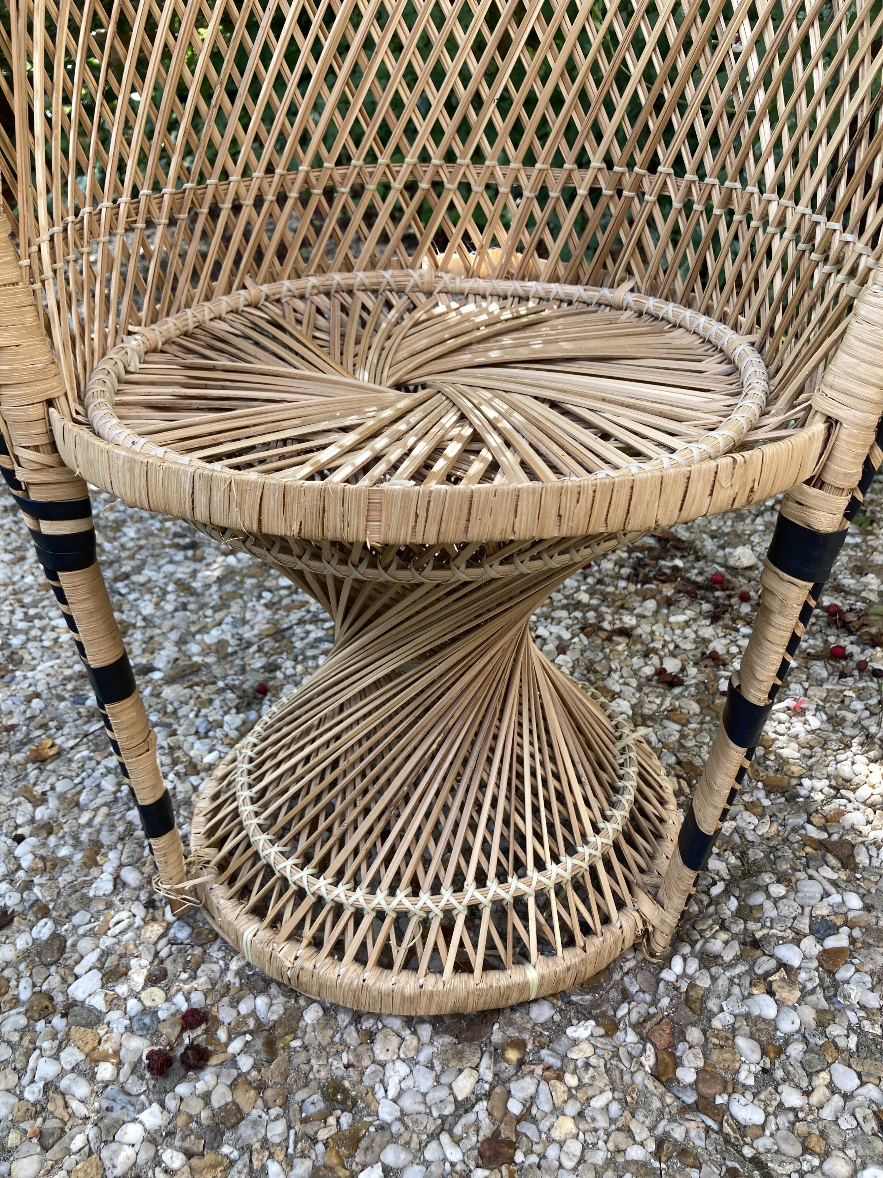 Set of 3 vintage rattan armchairs