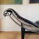 Chaise longue en cuir et acier chromé