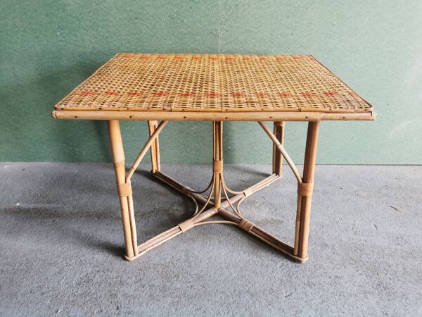 Table basse en rotin bambou