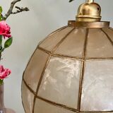 Vintage suspension lamp in mother-of-pearl and brass