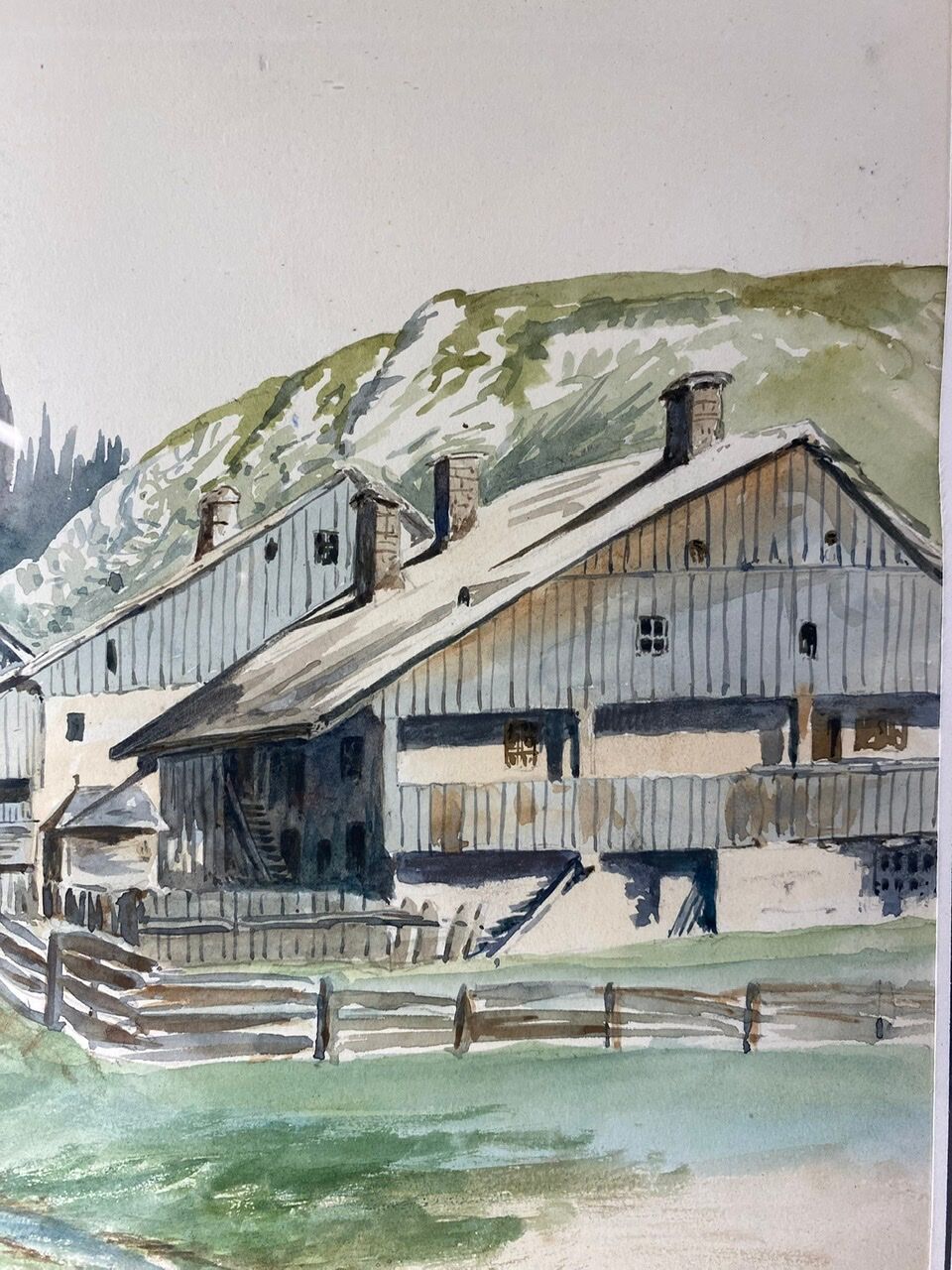 Old painting, mountain landscape in the Jura, nineteenth century