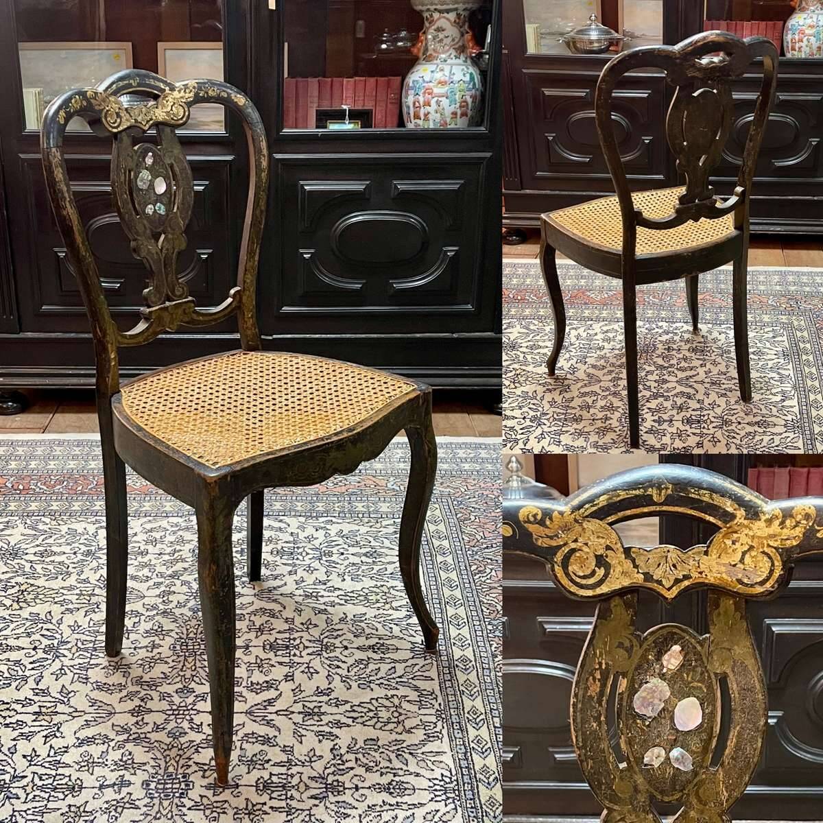 Napoleon III chair in blackened wood