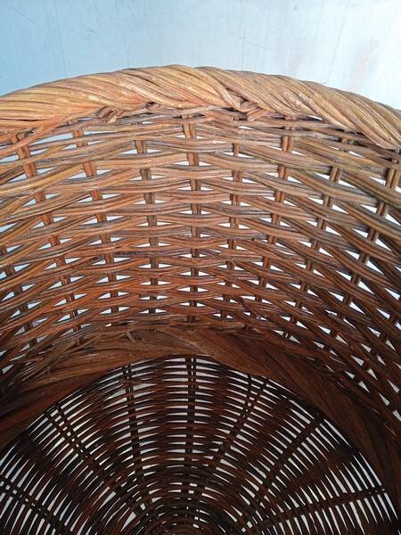 Cache pot 43 cm panier rotin vintage ep 1960