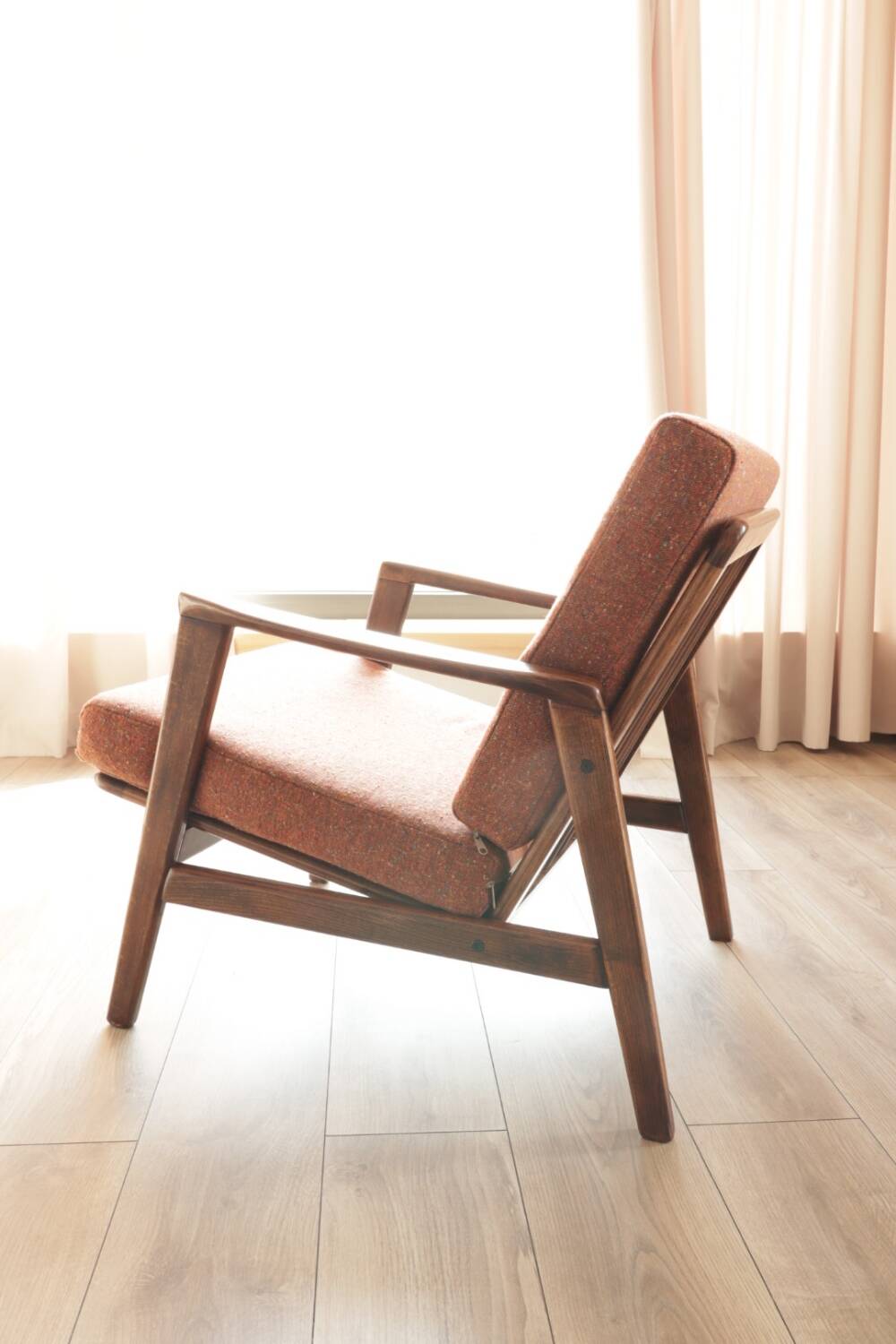 Vintage rust bronze armchair Scandinavian design 1960